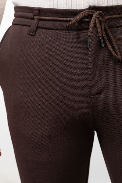 Mcr Straight Super Slim Fit Men's Trousers with Elastic Waist Drawstring Brown - 38190.23K