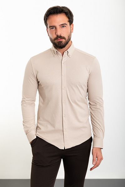 Mcr Straight Slim Fit Men's Shirt Beige - 37844.23K