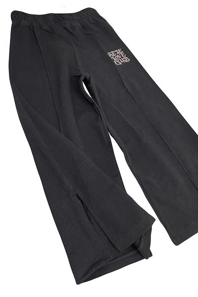 Divonette Basic Slit Baby Kids Sweatpants Black