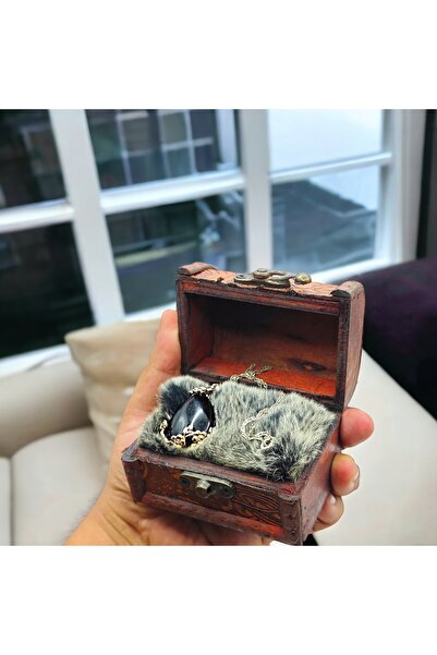 i stil Obsidyen Taşı Çiçek Çerçeveli Kolye