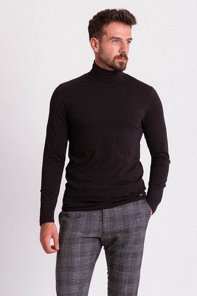 Mcr Plain Slim Fit Long Sleeve Full Turtleneck Men's Combed Cotton Black - 36678.21K