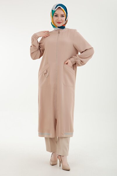 Armine Trend Elastic Sleeves Pocketed Zippered Wear and Go Mink 24Yt546