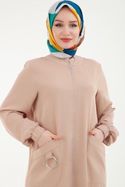 Armine Trend Elastic Sleeves Pocketed Zippered Wear and Go Mink 24Yt546