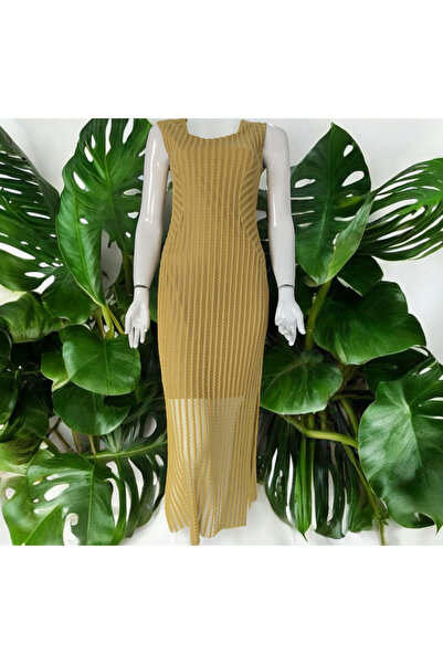 Barato Rochie midi din tul cu căptușeală verde ulei cu talie premium