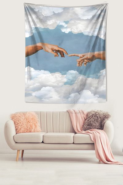 on the clouds Μπλε Ταπετσαρία - Δημιουργία του Επιτρόπου, Αδιάβροχο Ύφασμα, Χαλί τοίχου με λεκέδες