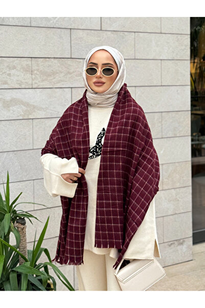 Stella Eşarp Χειμερινό γυναικείο σάλι ώμου σε μπορντό χρώμα