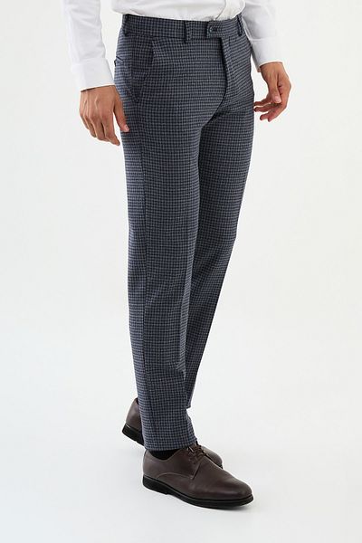 Mcr Checkered Slim Fit Classic Men's Trousers Navy Blue - 38276.24K