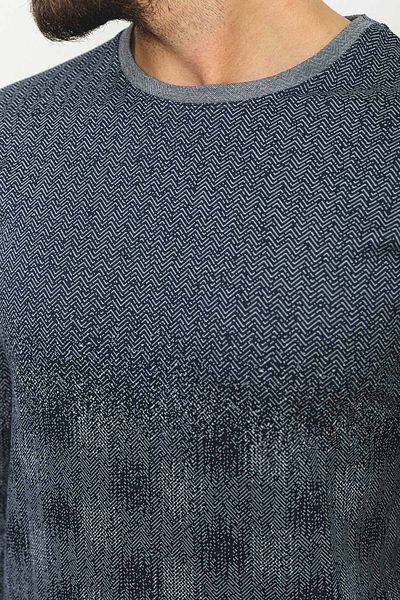 Mcr Piece Patterned Slim Fit Crew Neck Long Sleeve Men's T-Shirt Navy Blue-Ecru - 36751.22K