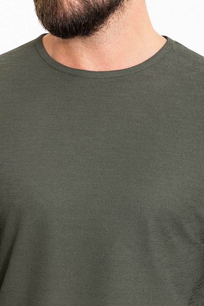 Mcr Plain Slim Fit Crew Neck Long Sleeve Men's T-Shirt Khaki - 36801.23K
