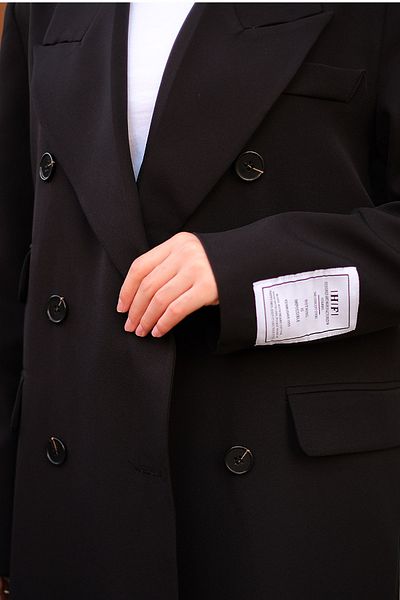 LOCCO Black Double Breasted Collar and Buttoned Front Women's Top Coat