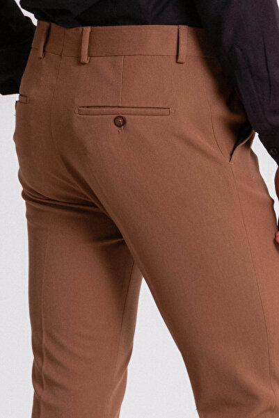 Mcr Plain Camel Color Slim Fit Classic Men's Trousers