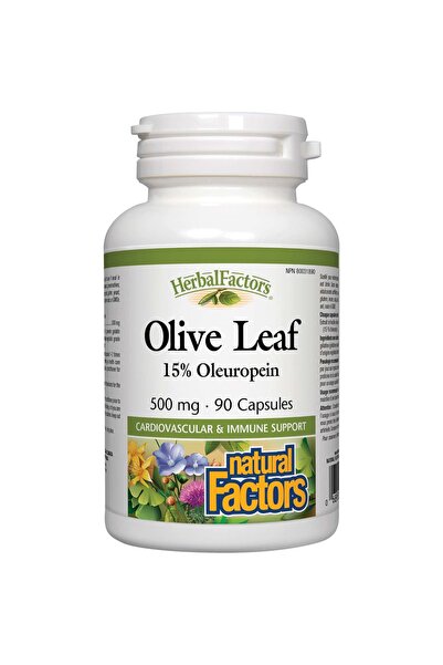 Natural Factors أوراق الزيتون، 500 ملغ، 90 كبسولة