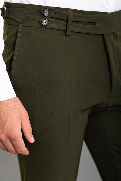 Mcr Straight Super Slim Fit Belt Detailed Buckle Men's Trousers Khaki - 38229.23K
