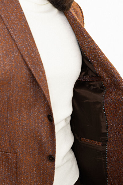 Mcr Ανδρικό μάλλινο μπουφάν με υφή Slim Fit Pocket Mono Collar Tile - 40345.23K