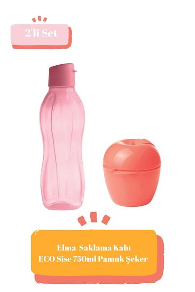Tupperware Eco Bottle 750ml Cotton Candy Drinker Flask and Storage Container Apple Eco-Friendly Set of 2
