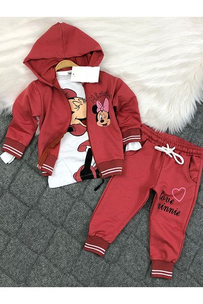 GVP KİDS Girl's 3-Piece Hooded Top and Bottom Set