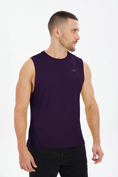 bilcee Men's Purple Zero Sleeve Basic Flexible Casual/Daily & Training Crew Neck Athlete Undershirt 0514