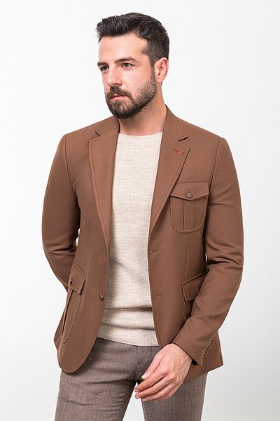 Mcr Straight Slim Fit Mono Collar Pocket Pocket Men's Jacket Camel - 40327.23K