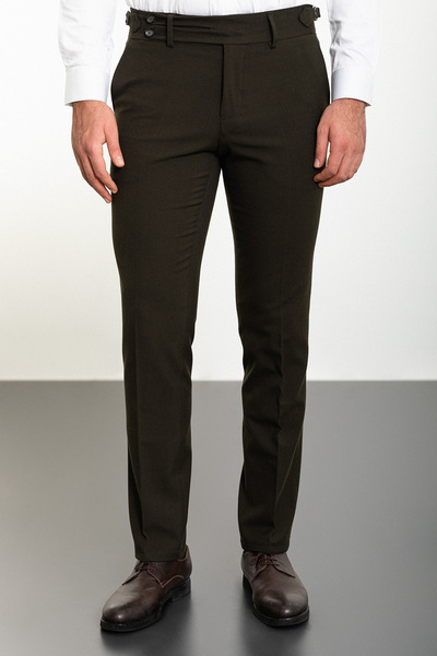 Mcr Straight Slim Fit Men's Trousers with Belt Detail and Buckle Khaki - 38231.23K