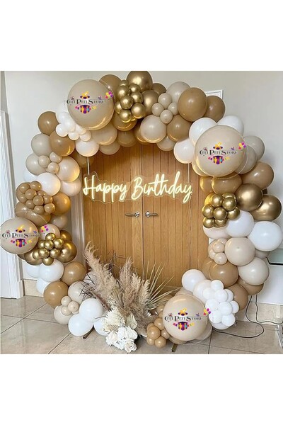 DÜVENCİ TİCARET طقم قوس بالونات من اللاتكس باللون البني الرجعية مع إكليل من ا...