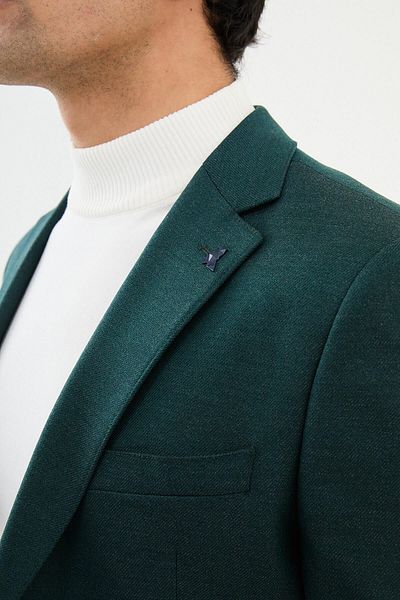 Mcr Straight Slim Fit Mono Collar Classic Men's Jacket Emerald - 41401.24K