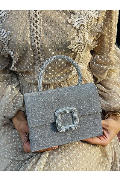 Çanta Trend Жіноча атласна сукня з атласу – з кришталевими камінцями та засті...