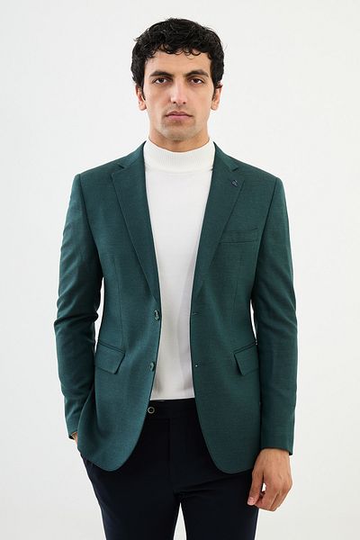 Mcr Straight Slim Fit Mono Collar Classic Men's Jacket Emerald - 41401.24K