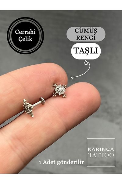 Karınca Piercing Luxury Piercing - North Star Pattern Tragus Helix Conch Flat Ear Cartilage Earrings