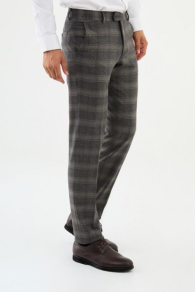 Mcr Plaid Slim Fit Classic Men's Trousers Brown - 38280.24K