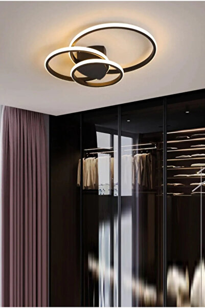 Lambadar Üçlü Halka Model Plafonyer Modern Led Beyaz Işık Ultra Power Led Avize Salon Mutfak Oda Ledli Avize