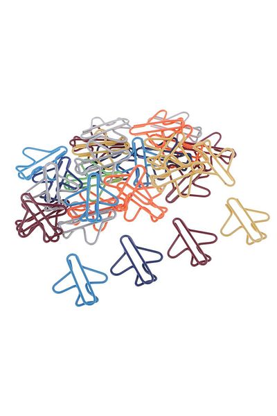Choice 30Pcs Multicolor Assorted Airplane Metal Paper Clips Clamps Bookmarks Office Stationery Kids Craf...