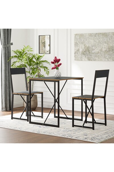 eportatif Mutfak Masası 2 Kişilik Balkon Masa Takımı Füme 1491