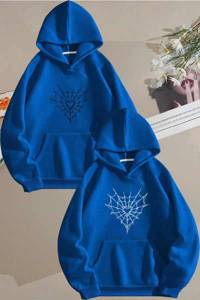 FECCY Hanorac cu design combinat Lover, imprimat cu Spider Ag