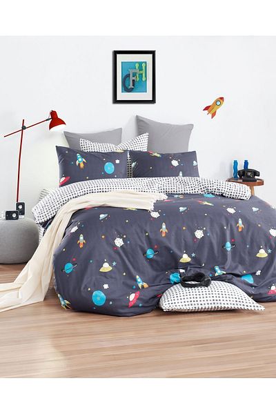 Eponj Home Калъфка за възглавница от 2 части, синя, Space Slate - 50x70 см