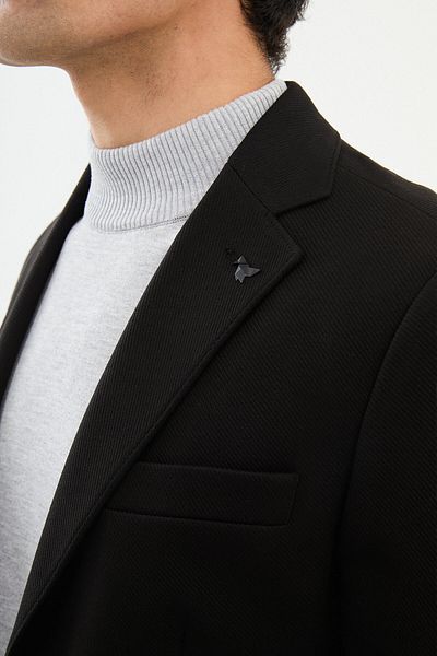 Mcr Patterned Slim Fit Bag Pocket Mono Collar Men's Jacket Black - 41408.24K