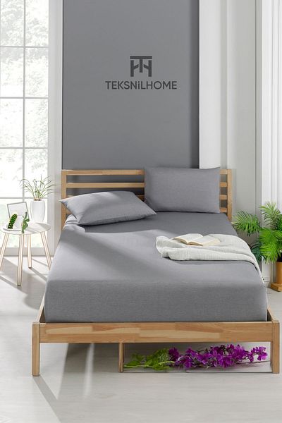 TeksNil Home RANFORCE - قطن أنثراسايت مرن اقتصادي مزدوج كارساف 8 ألوان