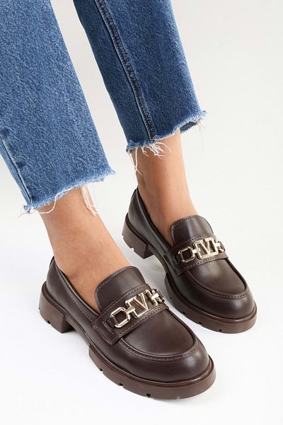Shoeberry Damen-Loafer „Alto Brown Skin“ mit Schnallendetails