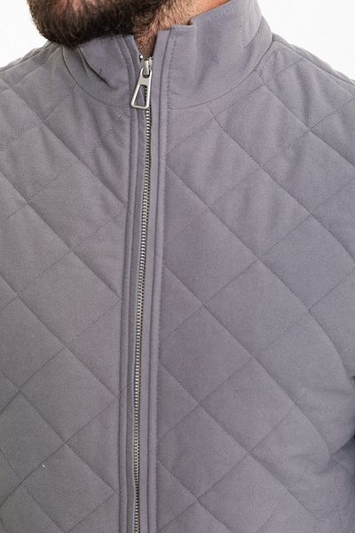 Mcr Quilted Gray Slim Fit Judge Collar Men's Vest