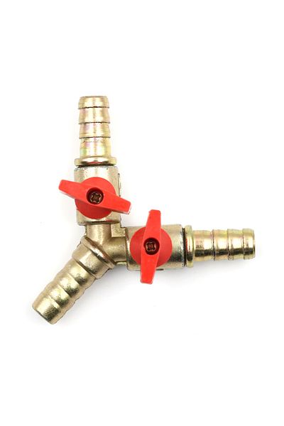 Choice Fashion 3 Way Tee Brass Y Shut Off Ball Valve 3/8" 10mm Barb Fuel Gas Oil / Valve Clam3