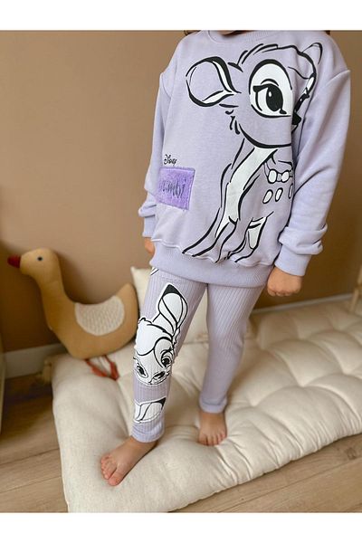 My Kids Wear Milk Fabric Printed Detailed Three Thread Non-Raised Bottom and Top Set
