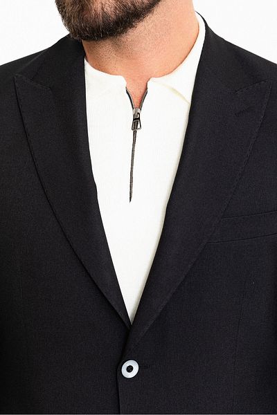 Mcr Straight Slim Fit Wide Collar Wool Men's Jacket Black - 40339.23K