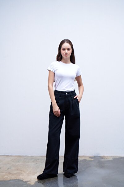 QANU Cotton Stitched Trousers Black