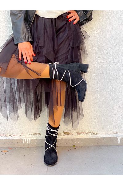 irmona ΜΠΟΤΑΚΙΑ CRIS BLACK SUEDE STONE STRETCH