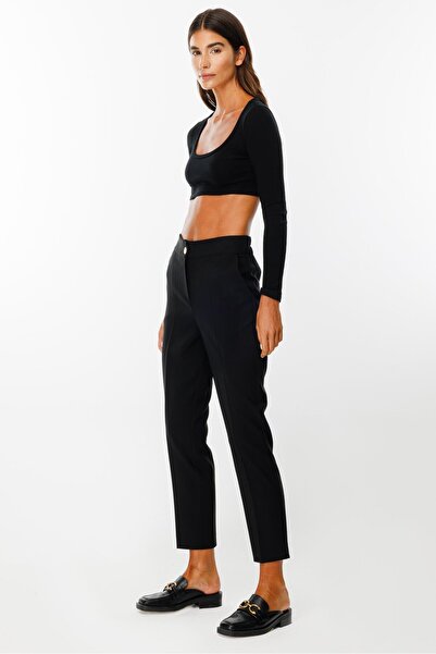 Moda İlgi Modailgi Arka Kemeri Lastikli Yandan Cepli Pantolon - 7057 Siyah