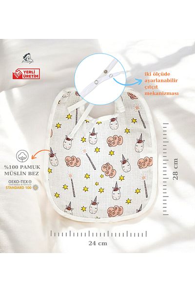 Kentsoylu Organic Muslin Flamingo Bib 28X24 cm