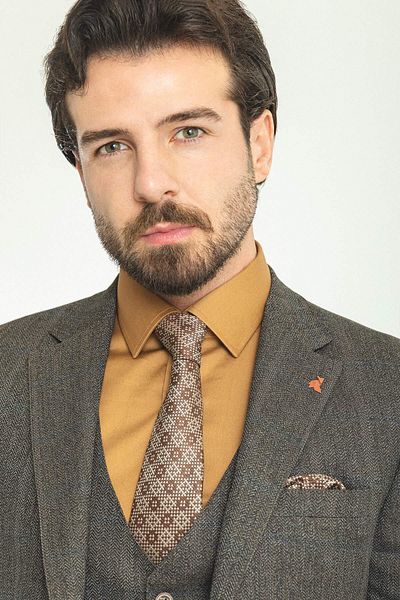Mcr Plaid Slim Fit Mono Collar Wool Men's Suit Black - 45192.22K