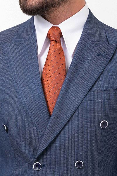 Mcr Striped Slim Fit Double Breasted Men's Suit Navy Blue - 45254.23K