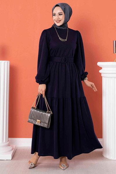 EBRUTESETTÜR Long Hijab Dress with Belt