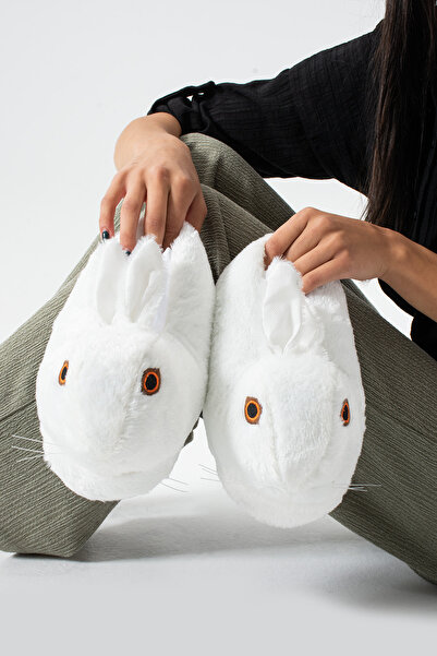 Golder Γυναικείες παντόφλες Λευκές Γυναικείες Παντόφλες Μαλακή Σόλα με Φιγούρα Κουνελιού