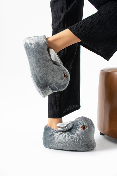 Golder Γυναικείες μπότες για το σπίτι με μαλακή σόλα καπνιστή με φιγούρα κουνελιού